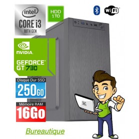 ORDINATEUR DE BUREAU I3 10th / GEFORCE 730 /16GRAM/ P2 SSD 250 HDD 1TO