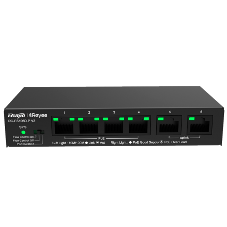 Reyee Ethernet PoE Switch 6 (4xPoE) ports Ethernet