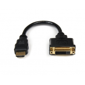 Câble adaptateur DVI vers VGA de 20cm - Convertisseur DVI-I vers HD15 - M/F