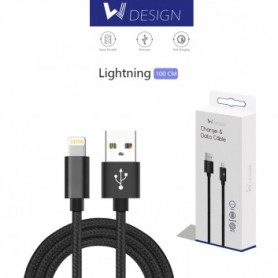 WDesign Câble Renforcé tréssé LIGHTNING Charge rapide 1M