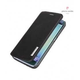 PIERRE CARDIN OFFICIEL COQUE EN CUIR SLIM NOIR SAMSUNG S6 EDGE