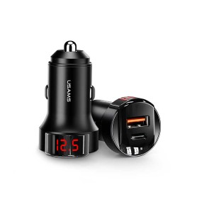 USAMS Dual Ports numérique écran Chargeur de voiture C19 US-CC113 42W noir