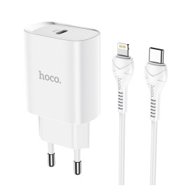 Hoco N14 Single Port SMART Charger PD 20W Charger Set pour Apple Lightning