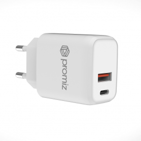 PROMIZ CHARGEUR 20W USB & USB-C BLANC / NOIR