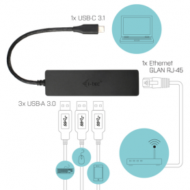 I-TEC Metal USB-C 3.0 HUB 3 Ports USB + Gigabit Ethernet Adapter